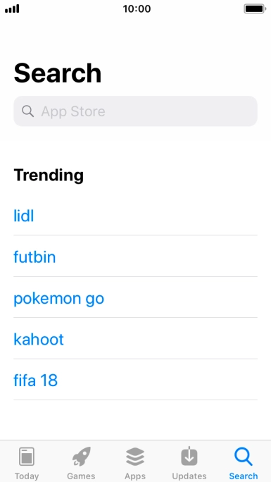 Press the search field and key in the name or subject of the required app.