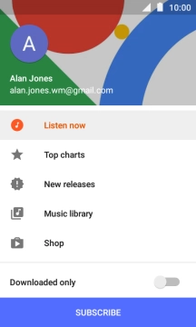 Press Music library and go to the required audio file.