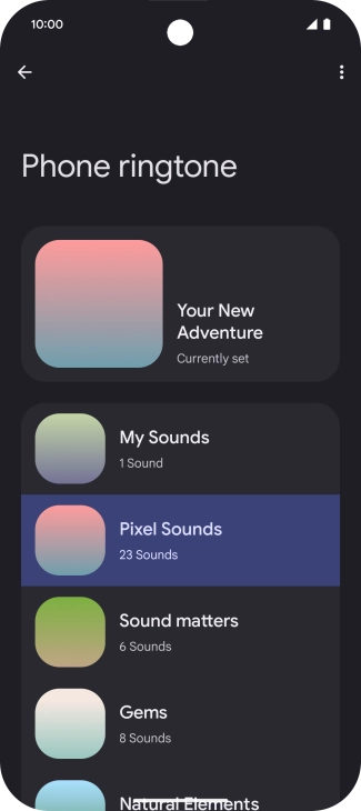 Press the required category.
