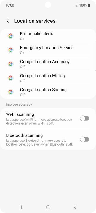 Press Google Location Accuracy.