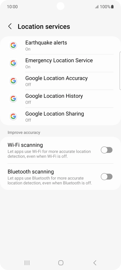 Press Google Location Accuracy.
