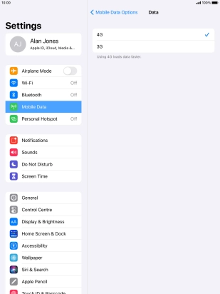 Press the required network mode.