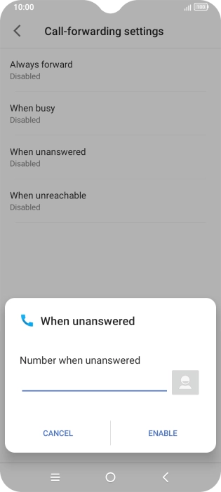 Key in +61414121121 and press ENABLE.