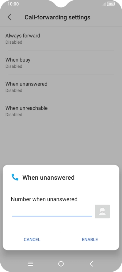 Key in +61414121121 and press ENABLE.