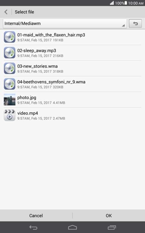 Press the required file.