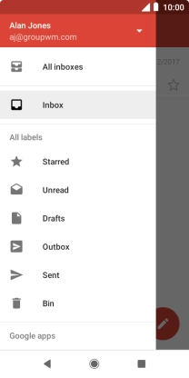 Press the email account drop down list.