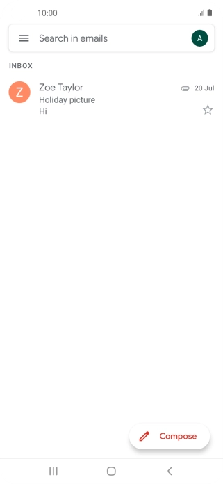 Press the email account icon.