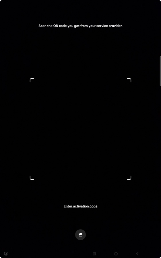 Place the QR code you've received inside the tablet camera frame to scan the code.