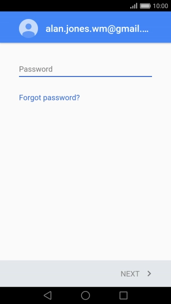 Press Password and key in the password for your Google account.