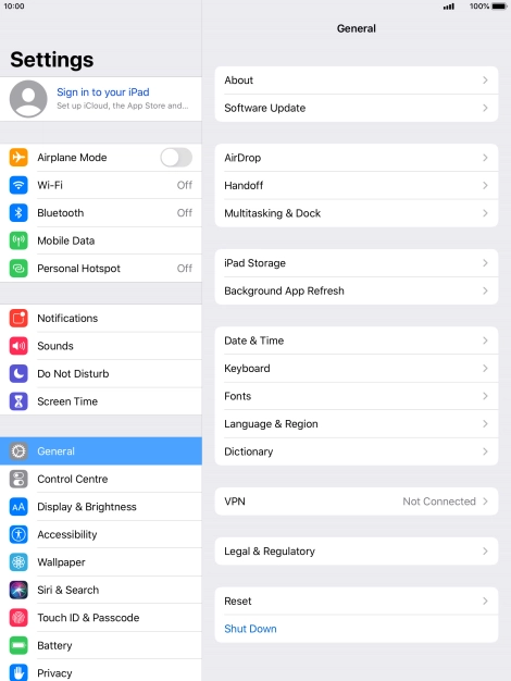 Press Sign in to your iPad.
