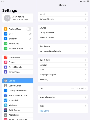 Press Software Update. If a new software version is available, it's displayed. Follow the instructions on the screen to update the tablet software.