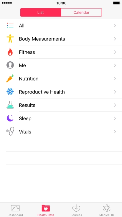 Press the required category.