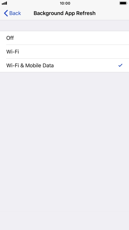 To turn off background refresh of apps, press Off.
