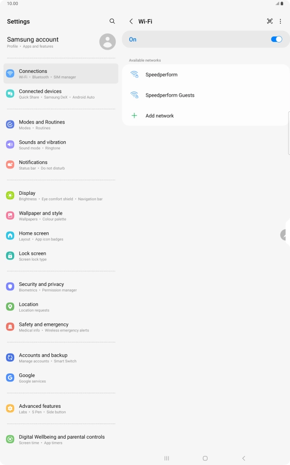Press the required Wi-Fi network.