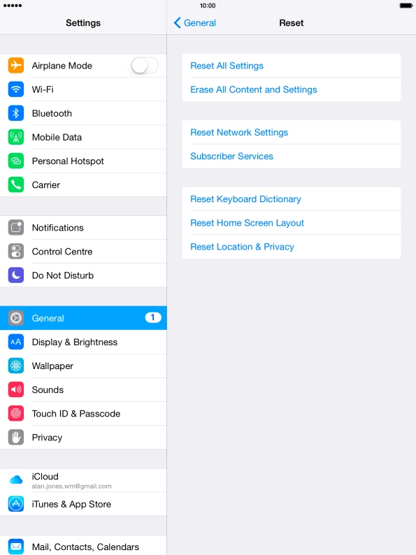 Press Reset All Settings.