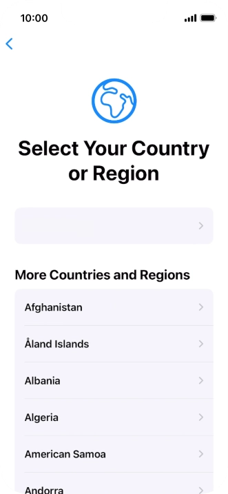 Press the required country or area.