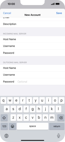 Press Password and key in the password for your email account. Please note that if you're using Vodafone's outgoing server, leave the password field empty.
