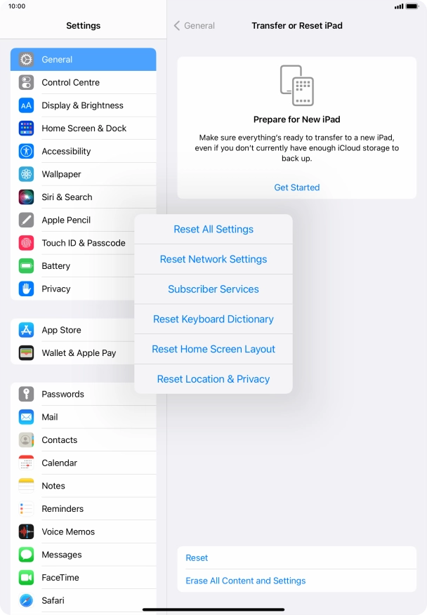 Press Reset All Settings.