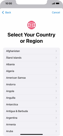 Press the required country.