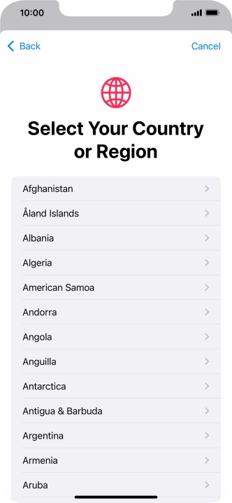 Press the required country.