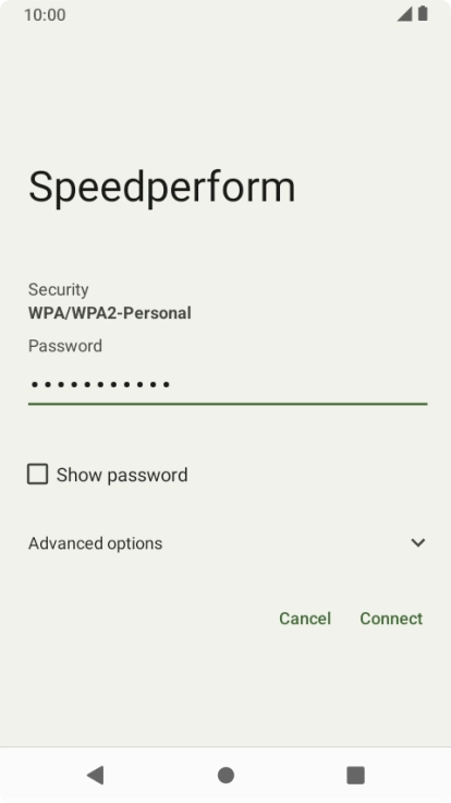 Key in the password for the Wi-Fi network and press Connect.