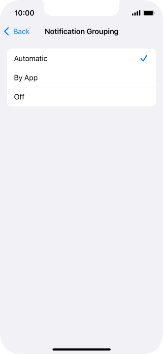 Press the required setting.