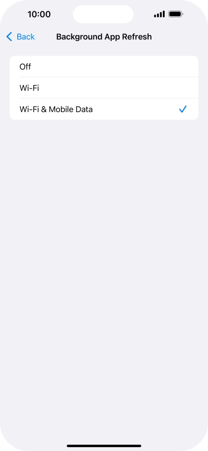 To turn off background refresh of apps, press Off.