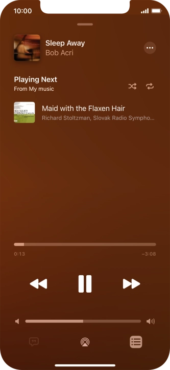 Press the shuffle icon to turn the function on or off.