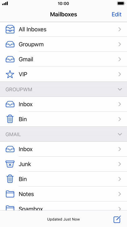 Press the required email account.