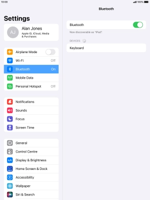 Press the required Bluetooth device and follow the instructions on the screen to pair the device with your tablet.