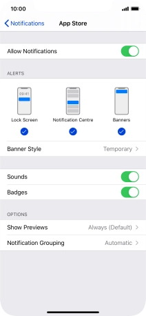 Press the indicator next to 