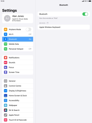 Press the required Bluetooth device and follow the instructions on the screen to pair the device with your tablet.