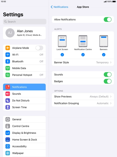 Press the indicator next to 