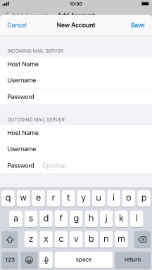 Press Password and key in the password for your email account. Please note that if you're using Vodafone's outgoing server, leave the password field empty.
