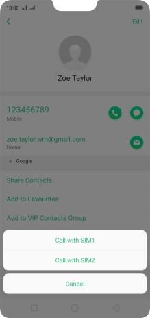 Press Call with SIM1.