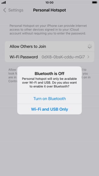 If Wi-Fi is turned on, press Wi-Fi and USB Only.