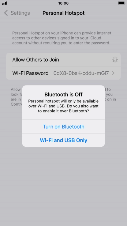 If Wi-Fi is turned on, press Wi-Fi and USB Only.