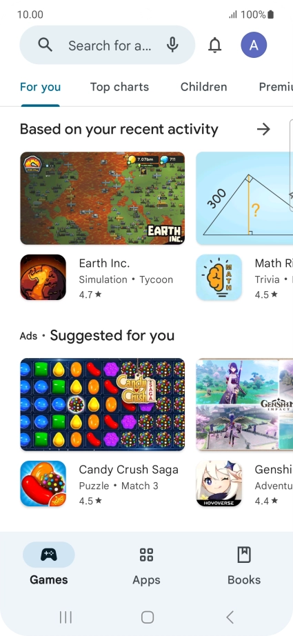 Press the profile icon.