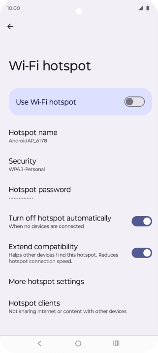 Press Hotspot password.