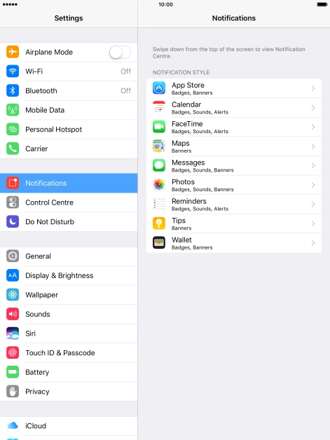 Press the required application.
