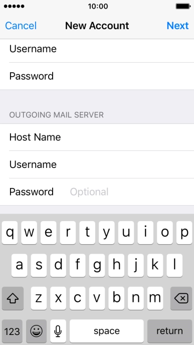 Press Password and key in the password for your email account. Please note that if you have a Vodafone email address, you need to key in the password for your email account.