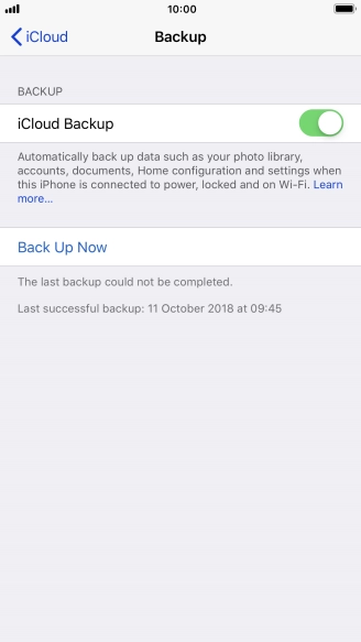 Press Back Up Now and wait while the phone memory is backed up.