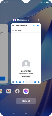 To end one running application, slide your finger upwards on the required application.