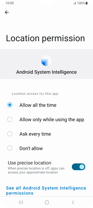 Press the required setting.