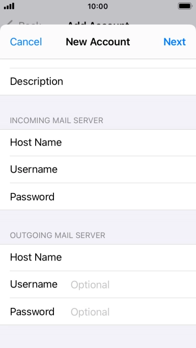 Press Username and key in the username for your email account. Please note that if you're using Vodafone's outgoing server, leave the username field empty.