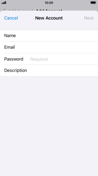 Press Password and key in the password for your email account.