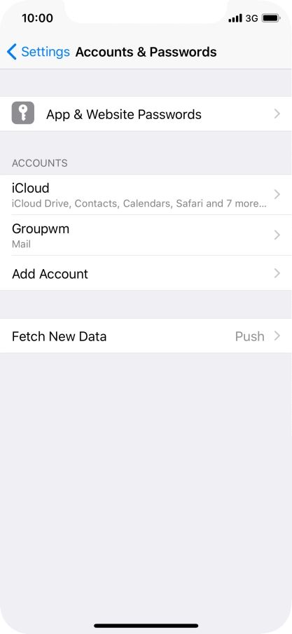Press the name of the email account you've just set up.
