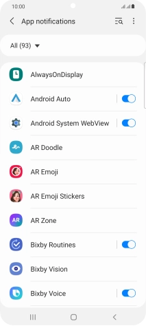 Press the indicators next to the required apps to turn the function on or off.