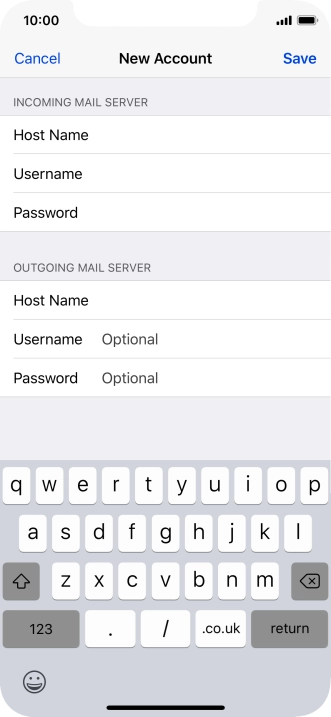 Press Username and key in the username for your email account. Please note that if you're using Vodafone's outgoing server, leave the username field empty.