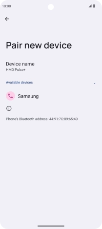 Press the required Bluetooth device and follow the instructions on the screen to pair the device with your phone.